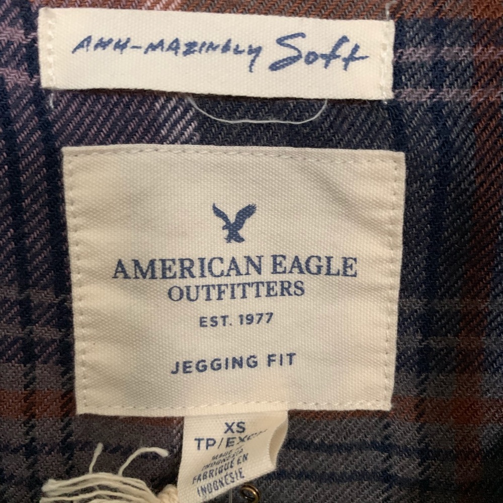 American Eagle Plaid Button Down Sz XS - Picture 4 of 8